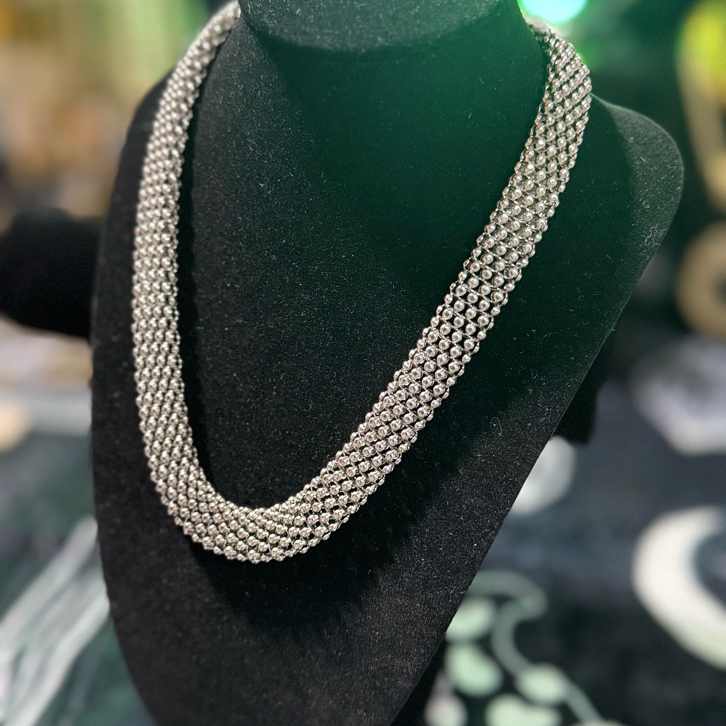 Dsmk Emma Skye Stainless Steel Silver Finish Mesh Stone Toggle Necklace
